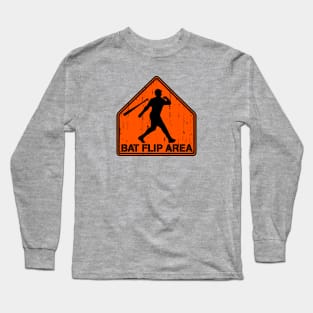 Funny Baseball Hitting Home Run Dinger Bat Flip Area Long Sleeve T-Shirt